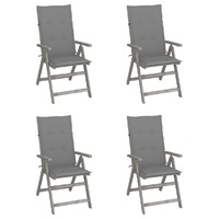  Garden Reclining Chairs 4 pcs with Cushions Solid Wood Acacia