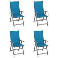  Garden Reclining Chairs 4 pcs with Cushions Solid Wood Acacia