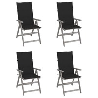  Garden Reclining Chairs 4 pcs with Cushions Solid Wood Acacia