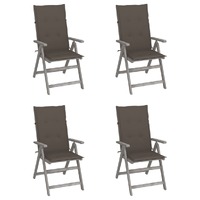  Garden Reclining Chairs 4 pcs with Cushions Solid Wood Acacia