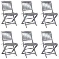  Folding Outdoor Chairs 6 pcs with Cushions Solid Acacia Wood