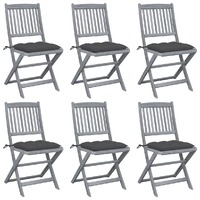  Folding Outdoor Chairs 6 pcs with Cushions Solid Acacia Wood