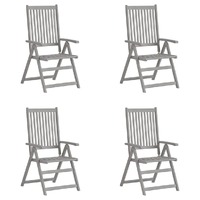  Garden Reclining Chairs 4 pcs Grey Solid Wood Acacia