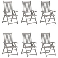  Garden Reclining Chairs 6 pcs Grey Solid Wood Acacia