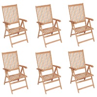  Reclining Garden Chairs 6 pcs Solid Teak Wood