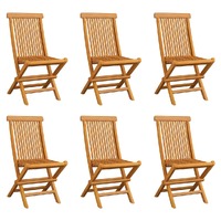  Folding Garden Chairs 6 pcs Solid Teak Wood