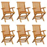 Folding Garden Chairs 6 pcs Solid Teak Wood