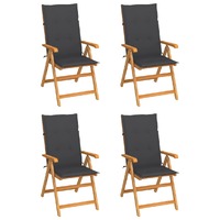  Garden Chairs 4 pcs with Anthracite Cushions Solid Teak Wood