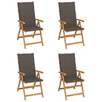  Garden Chairs 4 pcs with Taupe Cushions Solid Teak Wood