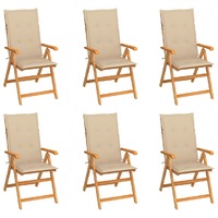  Garden Chairs 6 pcs with Beige Cushions Solid Teak Wood