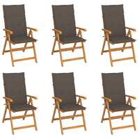  Garden Chairs 6 pcs with Taupe Cushions Solid Teak Wood