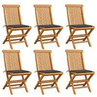  Garden Chairs with Anthracite Cushions 6 pcs Solid Teak Wood