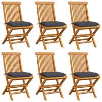  Garden Chairs with Anthracite Cushions 6 pcs Solid Teak Wood