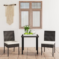  3 Piece Garden Dining Set Poly Rattan Black
