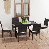  7 Piece Garden Dining Set Poly Rattan Black