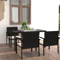  5 Piece Garden Dining Set Poly Rattan Black