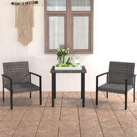  3 Piece Garden Dining Set Poly Rattan Grey