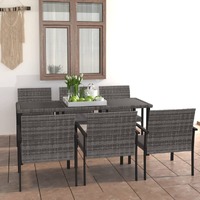  7 Piece Garden Dining Set Poly Rattan Grey