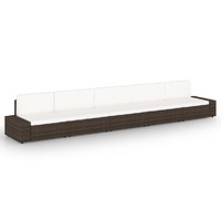  5 Piece Garden Lounge Set with Cushions Brown Poly Rattan