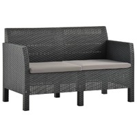  2-Seater Garden Sofa with Cushions Anthracite PP Rattan