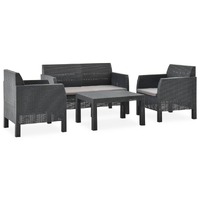  4 Piece Garden Lounge Set with Cushions PP Rattan Anthracite
