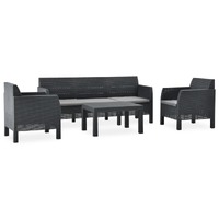  4 Piece Garden Lounge Set with Cushions PP Rattan Anthracite