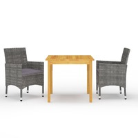  3 Piece Garden Dining Set Grey
