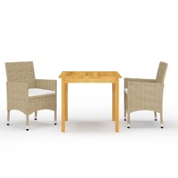  3 Piece Garden Dining Set Beige