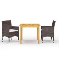  3 Piece Garden Dining Set Brown
