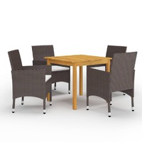  5 Piece Garden Dining Set Brown