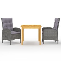  3 Piece Garden Dining Set Grey