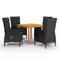  5 Piece Garden Dining Set Black