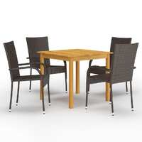  5 Piece Garden Dining Set Brown