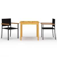  3 Piece Garden Dining Set Black