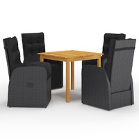 5 Piece Garden Dining Set Black