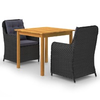  3 Piece Garden Dining Set Black