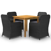  5 Piece Garden Dining Set Black