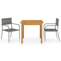  3 Piece Garden Dining Set Grey