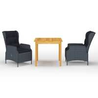  3 Piece Garden Dining Set Dark Grey
