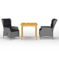  3 Piece Garden Dining Set Light Grey