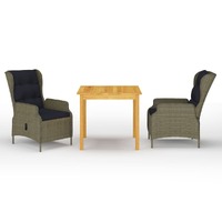  3 Piece Garden Dining Set Brown