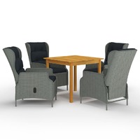  5 Piece Garden Dining Set Light Grey