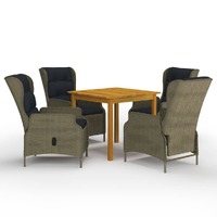  5 Piece Garden Dining Set Brown