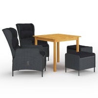  5 Piece Garden Dining Set Dark Grey