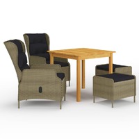  5 Piece Garden Dining Set Brown