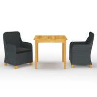 3 Piece Garden Dining Set Dark Grey
