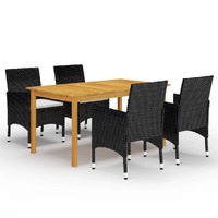  5 Piece Garden Dining Set Black