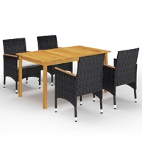  5 Piece Garden Dining Set Black