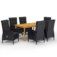  7 Piece Garden Dining Set Black