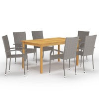  7 Piece Garden Dining Set Grey